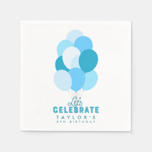 Serviette En Papier Ballons Bleus Fêtons N'Importe Quel Âge Annivers