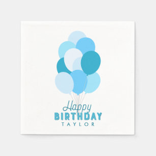 Serviette En Papier Ballons Bleus Joyeux anniversaire