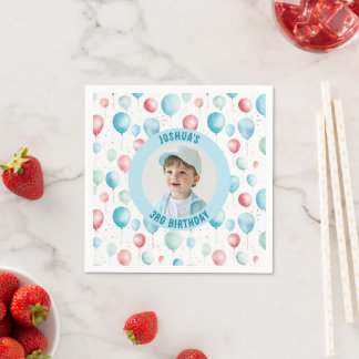 Serviette En Papier Ballons bleus photo Anniversaire de enfant
