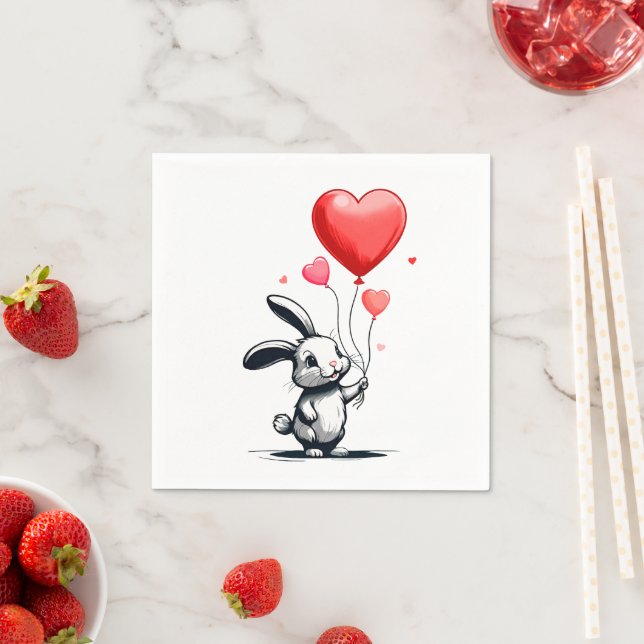 Serviette En Papier Ballons Bunny Love (En situation)