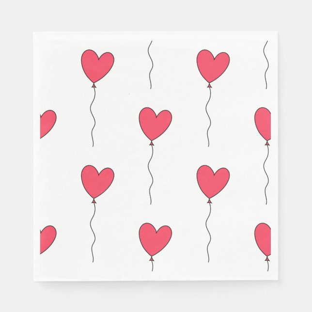Serviette En Papier Ballons cardiaques (Devant)