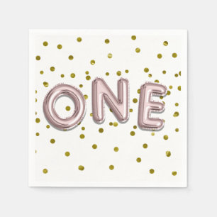 Serviette En Papier Ballons Confettis Rose Gold Anniversaire Premier 1