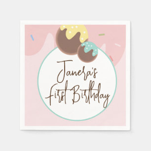 Serviette En Papier Ballons Cute Cakepop Premier Anniversaire Froid