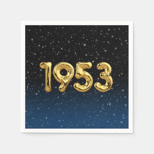 Serviette En Papier Ballons D'Anniversaire 1953 En Étoiles (Devant)