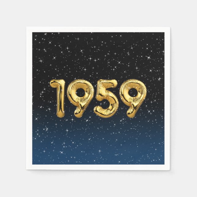 Serviette En Papier Ballons D'Anniversaire 1959 En Étoiles (Devant)