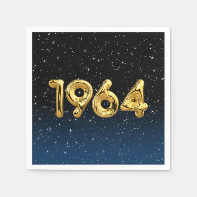 Serviette En Papier Ballons D'Anniversaire 1964 En Étoiles (Devant)