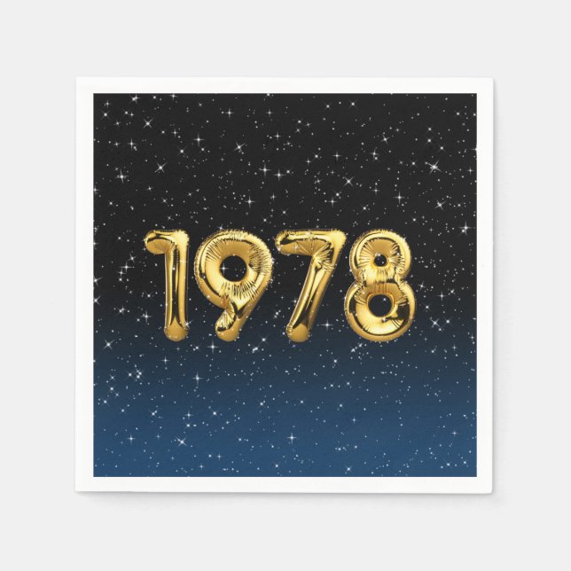 Serviette En Papier Ballons d'anniversaire 1978 Dans les étoiles (Devant)