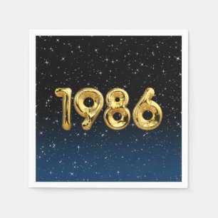 Serviette En Papier Ballons D'Anniversaire 1986 En Étoiles