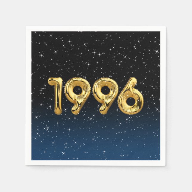 Serviette En Papier Ballons d'anniversaire 1996 Dans les étoiles (Devant)