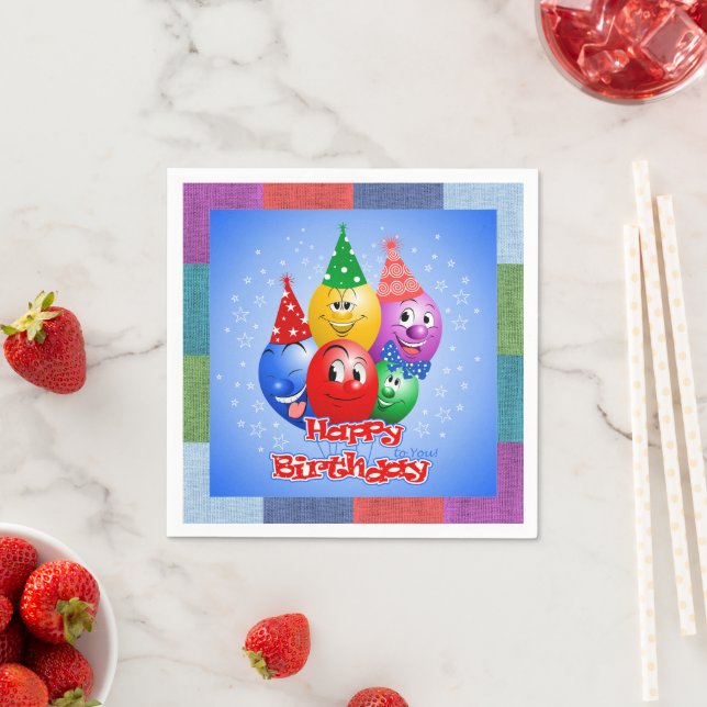 Serviette En Papier Ballons d'anniversaire joyeux (En situation)