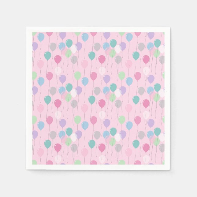 Serviette En Papier Ballons d'anniversaire mignon Motif sur Arrière -  (Devant)