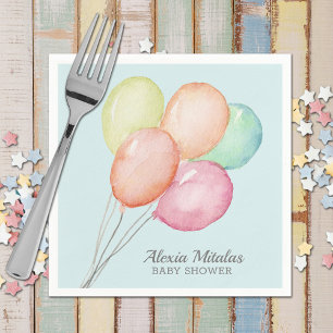 Serviette En Papier Ballons d'aquarelle sur Baby shower bleu