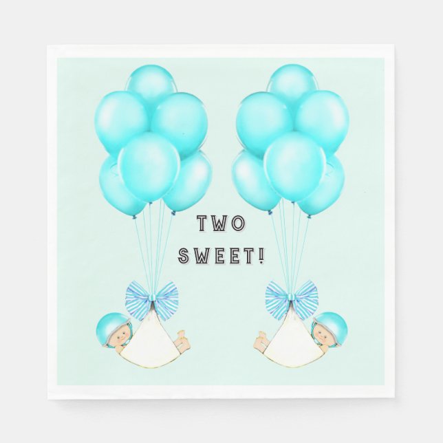 Serviette En Papier Ballons de Baby shower jumeaux (Devant)