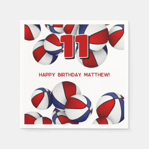 Serviette En Papier ballons de basket rouges blancs bleus enfants spor