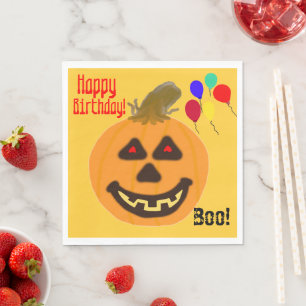 Serviette En Papier Ballons de fête d'anniversaire Citrouille Orange S