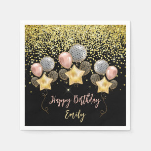 Serviette En Papier Ballons de fête d'anniversaire Gold Parties scinti