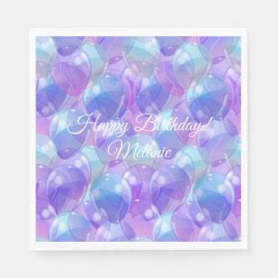 Serviette En Papier Ballons de fête d'anniversaire Turquoise et pourp