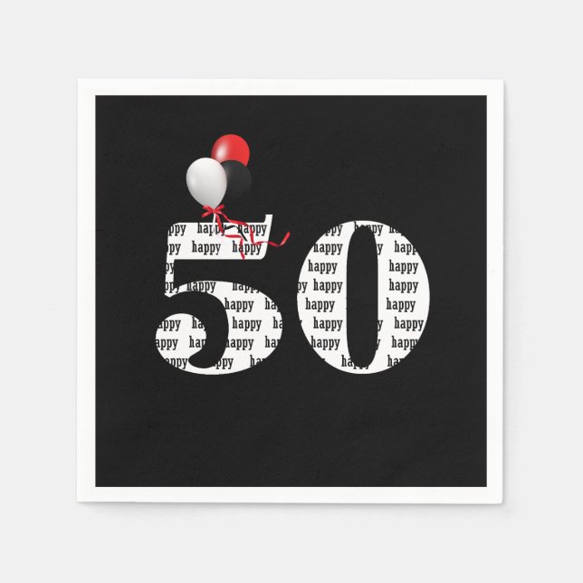 Serviette En Papier Ballons de fête du 50e anniversaire (Devant)