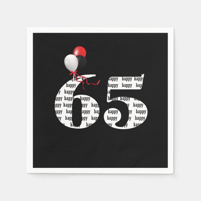 Serviette En Papier Ballons de fête du 65e anniversaire (Devant)
