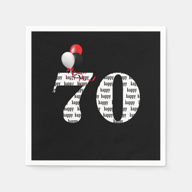 Serviette En Papier Ballons de fête du 70e anniversaire (Devant)