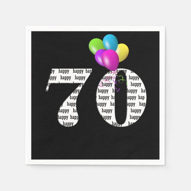 Serviette En Papier Ballons de fête du 70e anniversaire (Devant)