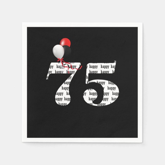 Serviette En Papier Ballons de fête du 75e anniversaire (Devant)