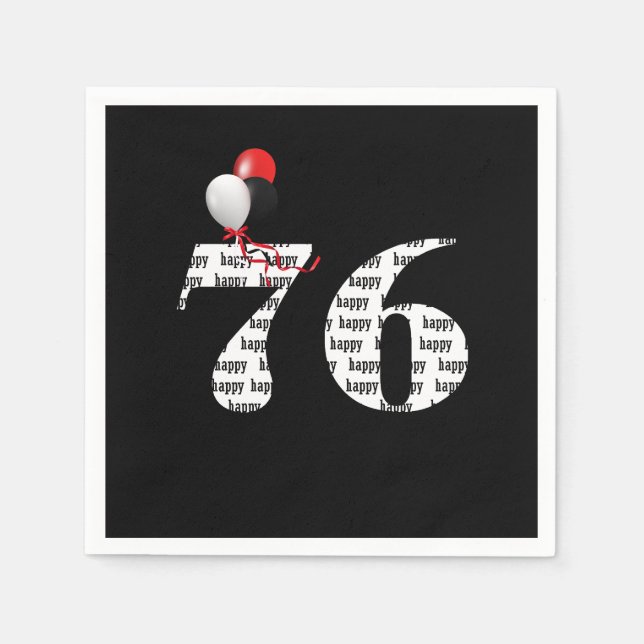 Serviette En Papier Ballons de fête du 76e anniversaire (Devant)