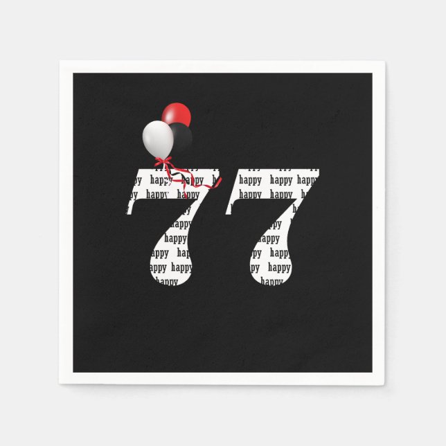 Serviette En Papier Ballons de fête du 77e anniversaire (Devant)