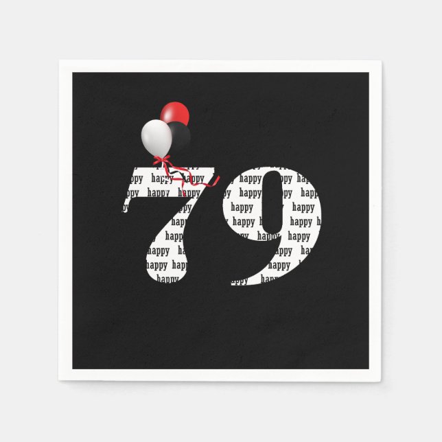 Serviette En Papier Ballons de fête du 79e anniversaire (Devant)