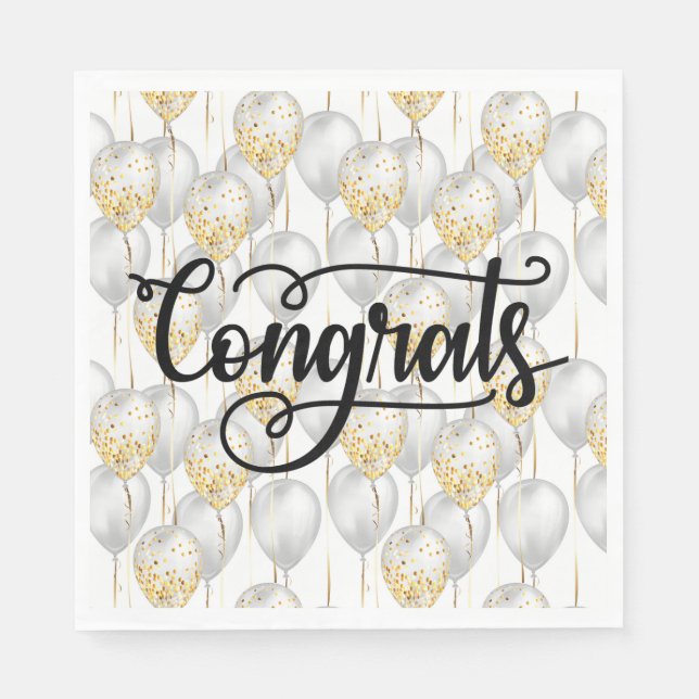 Serviette En Papier Ballons de fête Félicitations (Devant)