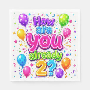 Serviette En Papier Ballons de fête néon et confettis pour 2ème annive