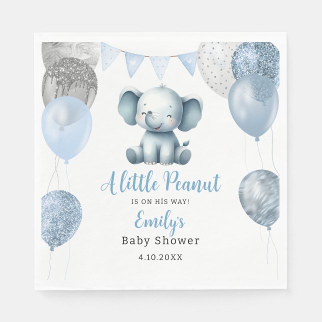 Serviette En Papier Ballons de garçon bleu Eléphant bleu Baby shower m (Devant)