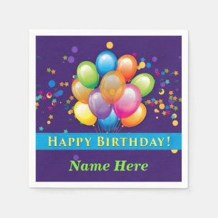 Serviette En Papier Ballons de joyeux anniversaire - personnaliser