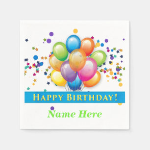 Serviette En Papier Ballons de joyeux anniversaire - PERSONNALISER de