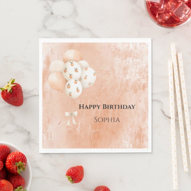 Serviette En Papier Ballons de Peaches Anniversaire     (En situation)