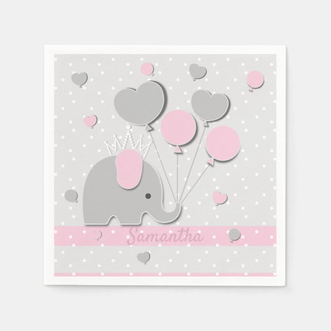 Serviette En Papier Ballons d'éléphant de dîner Cadeau de nurserie (Devant)