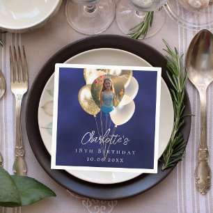 Serviette En Papier Ballons d'or bleu marine