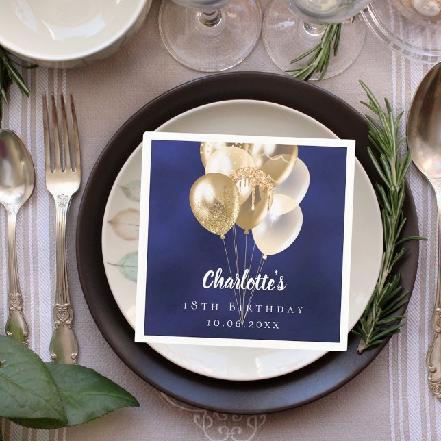 Serviette En Papier Ballons d'or bleu marine (Créateur téléchargé)