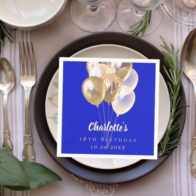 Serviette En Papier Ballons d'or bleu royal (Créateur téléchargé)