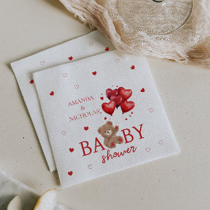 Serviette En Papier Ballons en forme de coeur rouge Baby Shower