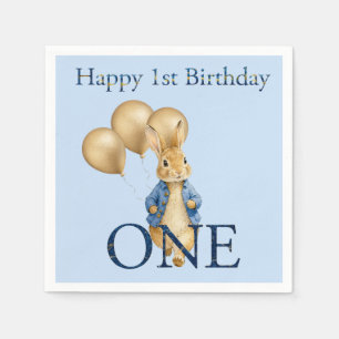 Serviette En Papier Ballons en or Lapin Premier Anniversaire