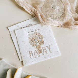 Serviette En Papier Ballons et Étoiles de Baby Shower Ours & Bohème Bl