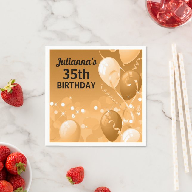 Serviette En Papier Ballons faits sur commande d'or avec (En situation)