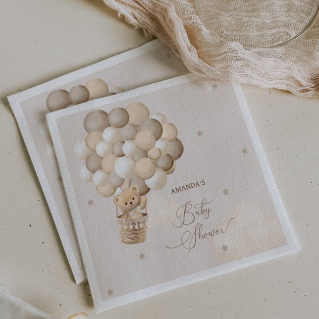 Serviette En Papier Ballons Ours Marron Fête de Naissance Mixte  (Créateur téléchargé)