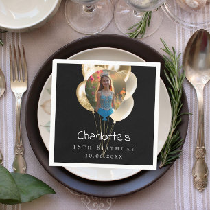 Serviette En Papier Ballons photo en or noir