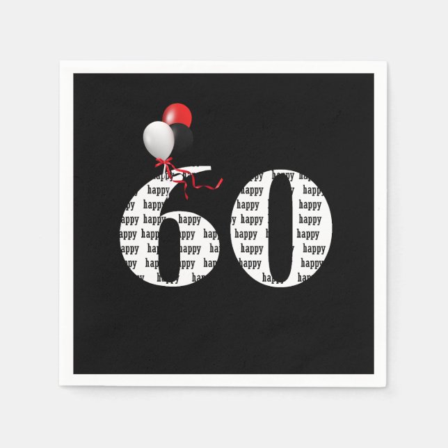 Serviette En Papier ballons pour fête d'anniversaire 60 ans (Devant)