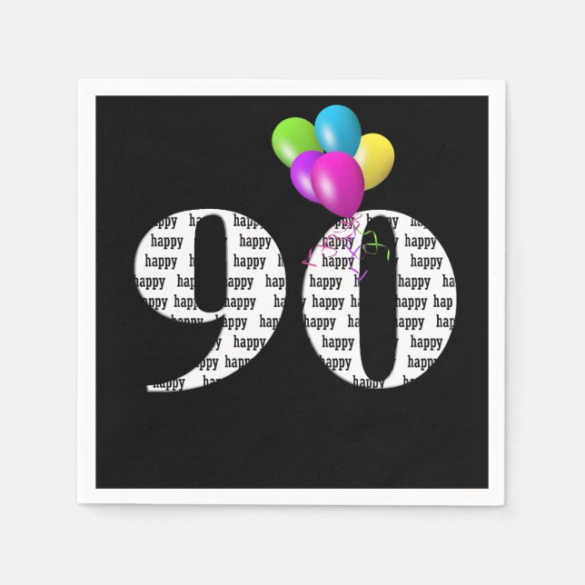 Serviette En Papier ballons pour fête d'anniversaire 90 ans (Devant)