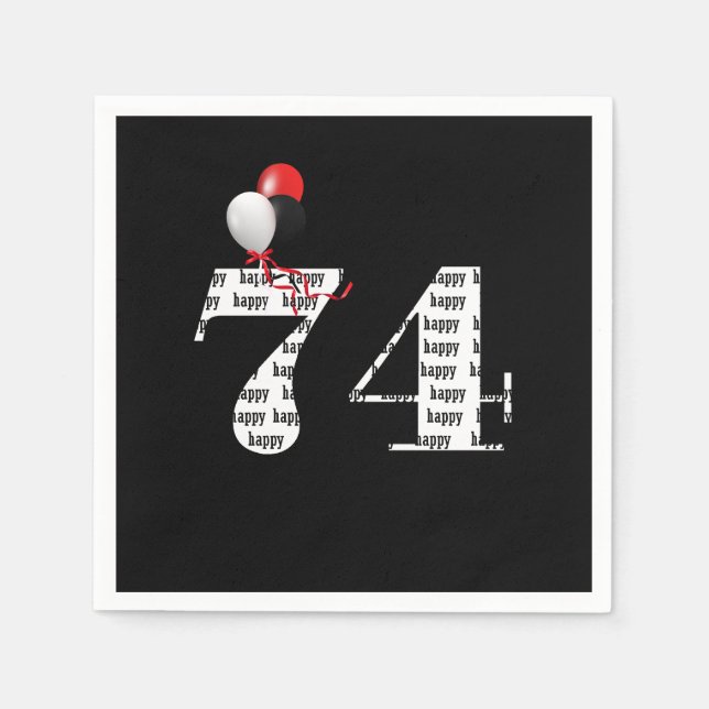 Serviette En Papier ballons pour la fête d'anniversaire 74 ans (Devant)
