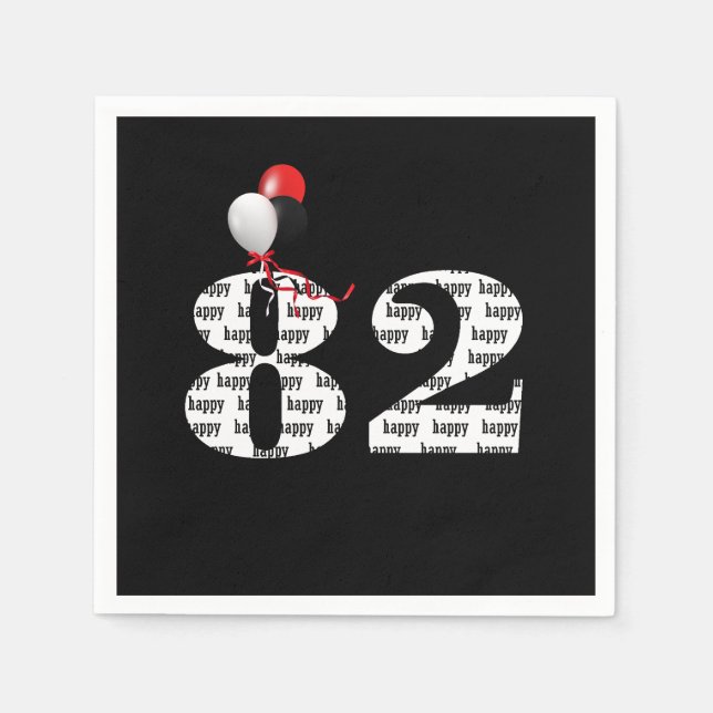 Serviette En Papier ballons pour la fête d'anniversaire 82 ans (Devant)