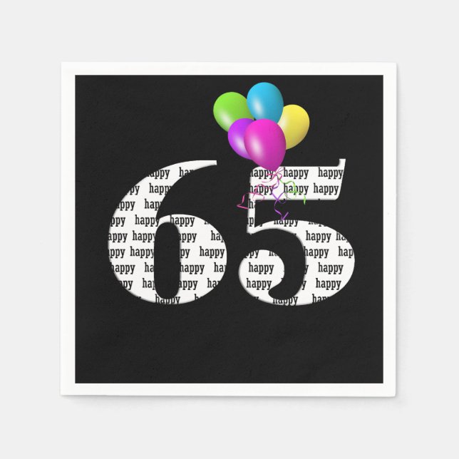 Serviette En Papier ballons pour la fête des 65 ans (Devant)